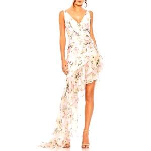 Mac Duggal Floral Print Asymmetrical Ruffle Hem Dress 4